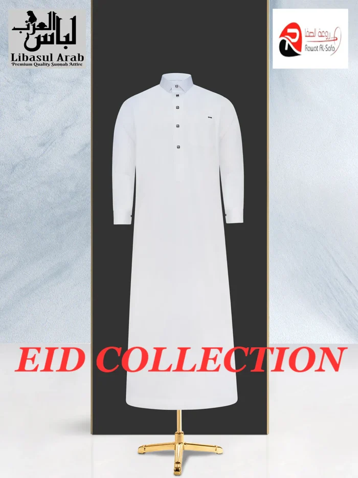 Rawat Al Safa High Neck Collar Jubba White Colour - Image 1